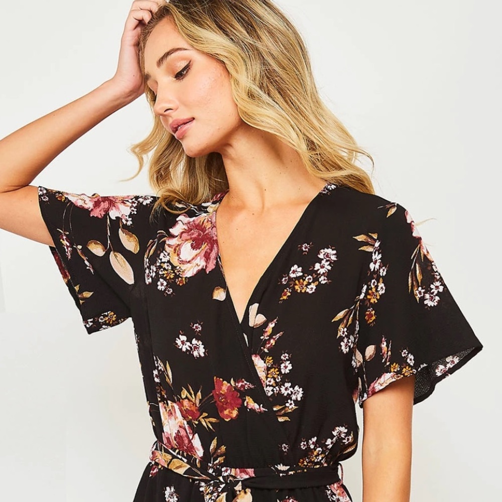 Black Floral jumpsuit - Picture 2 of 4